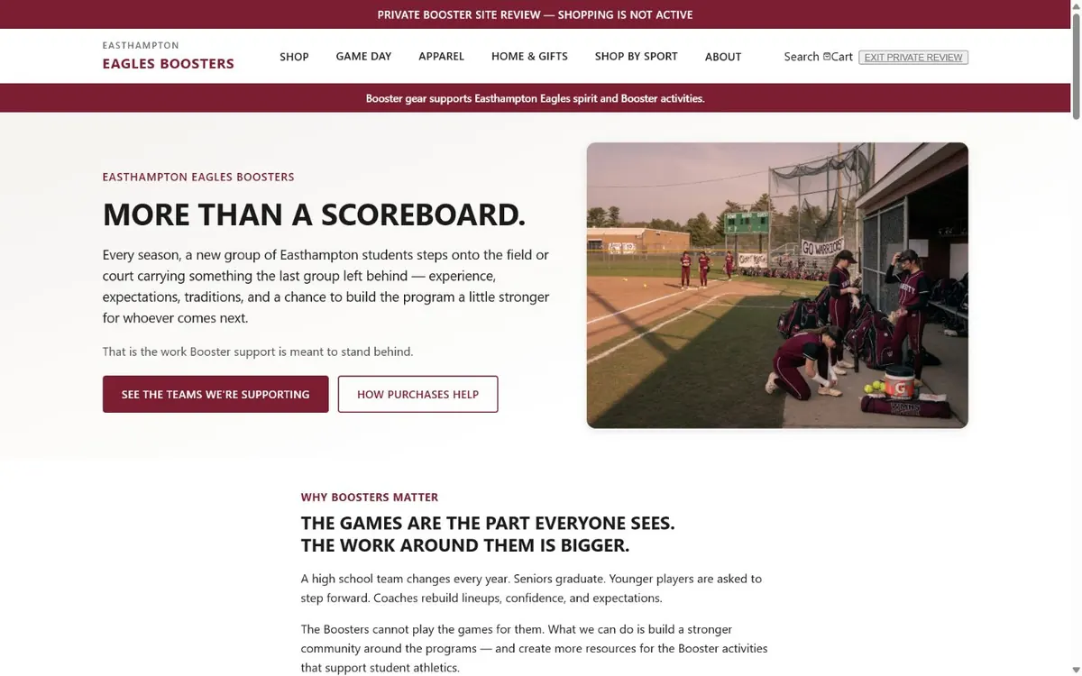 Eagles Boosters homepage desktop