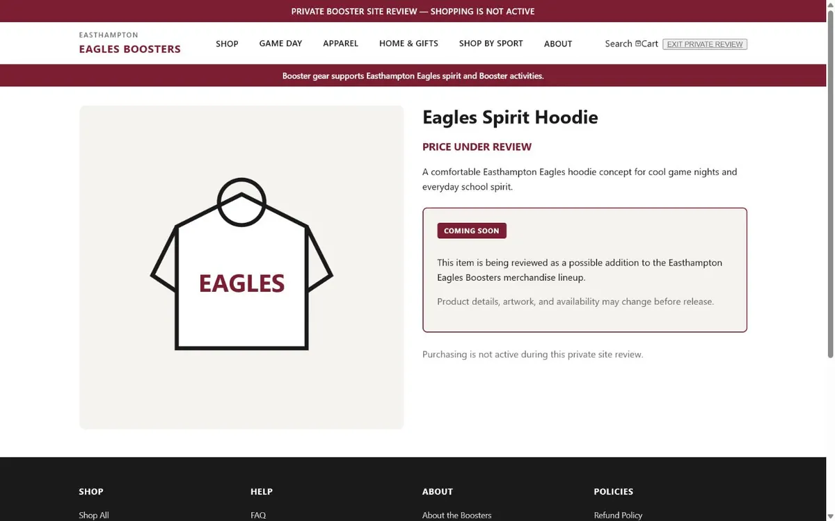 Eagles Boosters product page