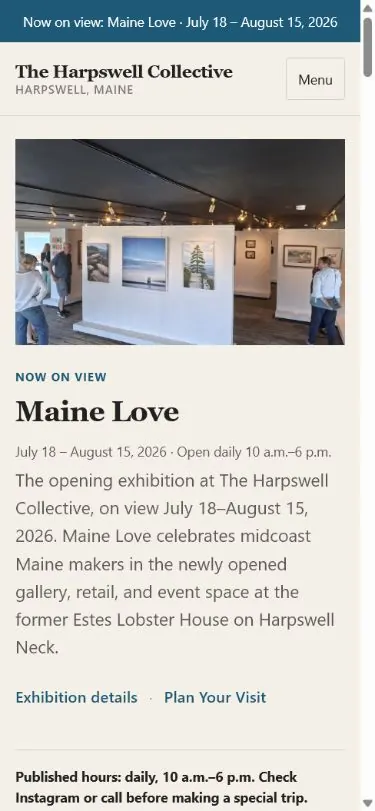 Harpswell mobile homepage